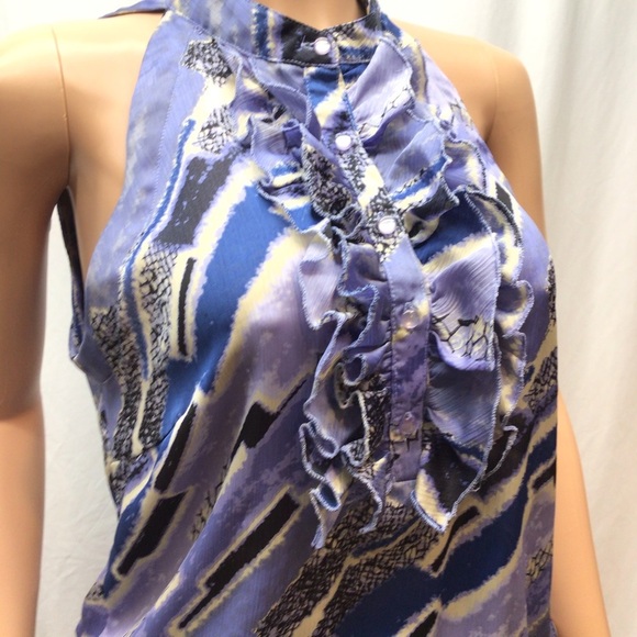 Essentials by Milano Blue Ruffle Sleeveless Top - Picture 2 of 6